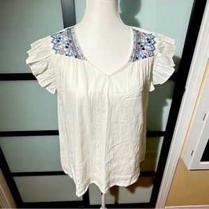 *New* Lucky Band white embroidered top Size:S